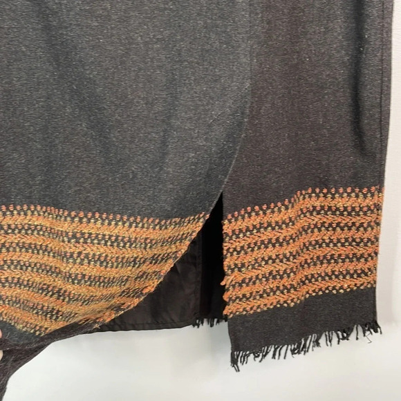VINTAGE D’Allaird Wool Fringed Midi Skirt Dark Charcoal Burnt Orange Size Large - Picture 6 of 11